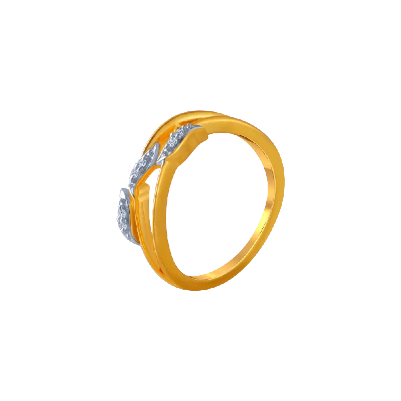 14KT (585) Yellow Gold And American Diamond Ring For Women