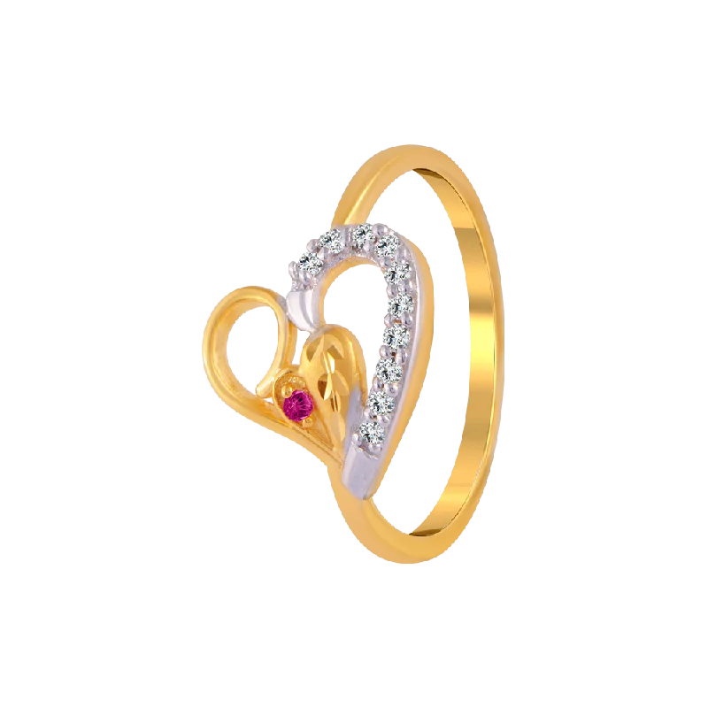 14KT (585) Yellow Gold And American Diamond Ring For Women