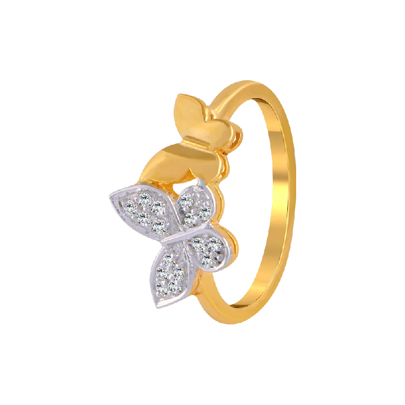 14KT (585) Yellow Gold And American Diamond Ring For Women