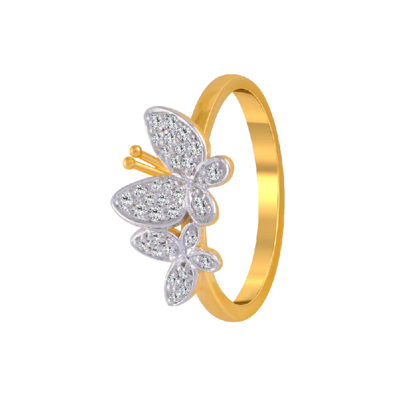 14KT (585) Yellow Gold And American Diamond Ring For Women