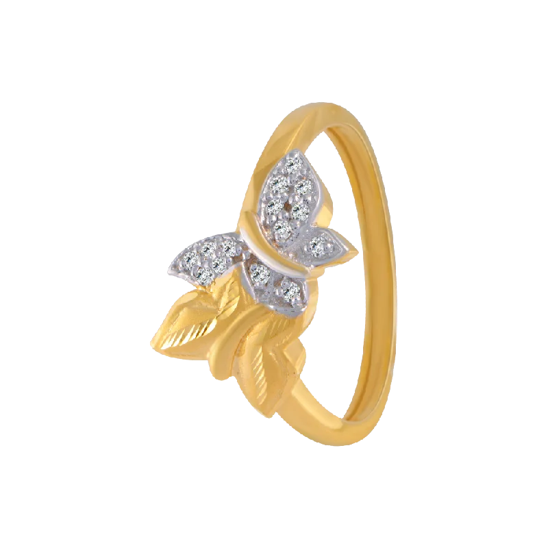 14KT (585) Yellow Gold And American Diamond Ring For Women