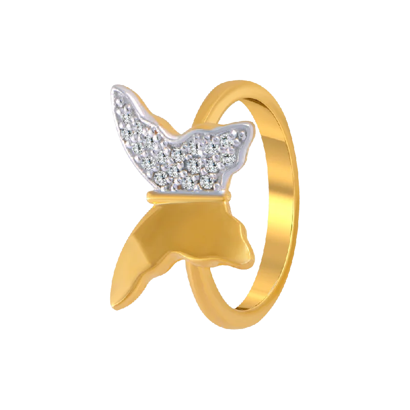 14KT (585) Yellow Gold And American Diamond Ring For Women