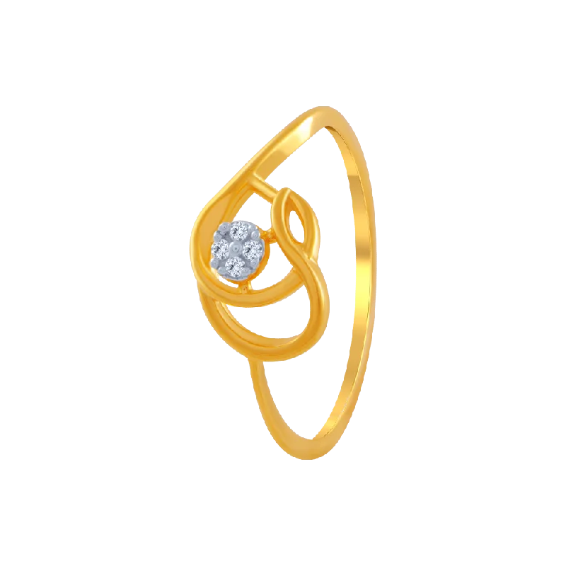 14KT (585) Yellow Gold And American Diamond Ring For Women