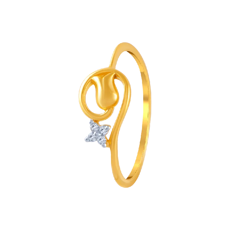 14KT (585) Yellow Gold And American Diamond Ring For Women