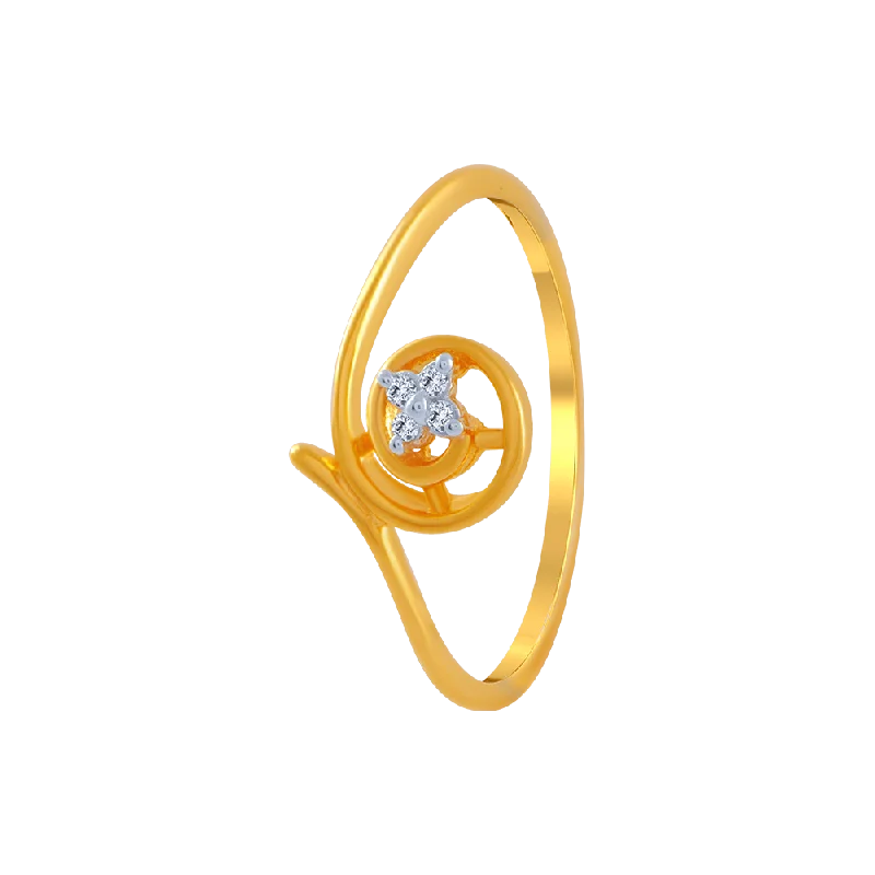 14KT (585) Yellow Gold And American Diamond Ring For Women