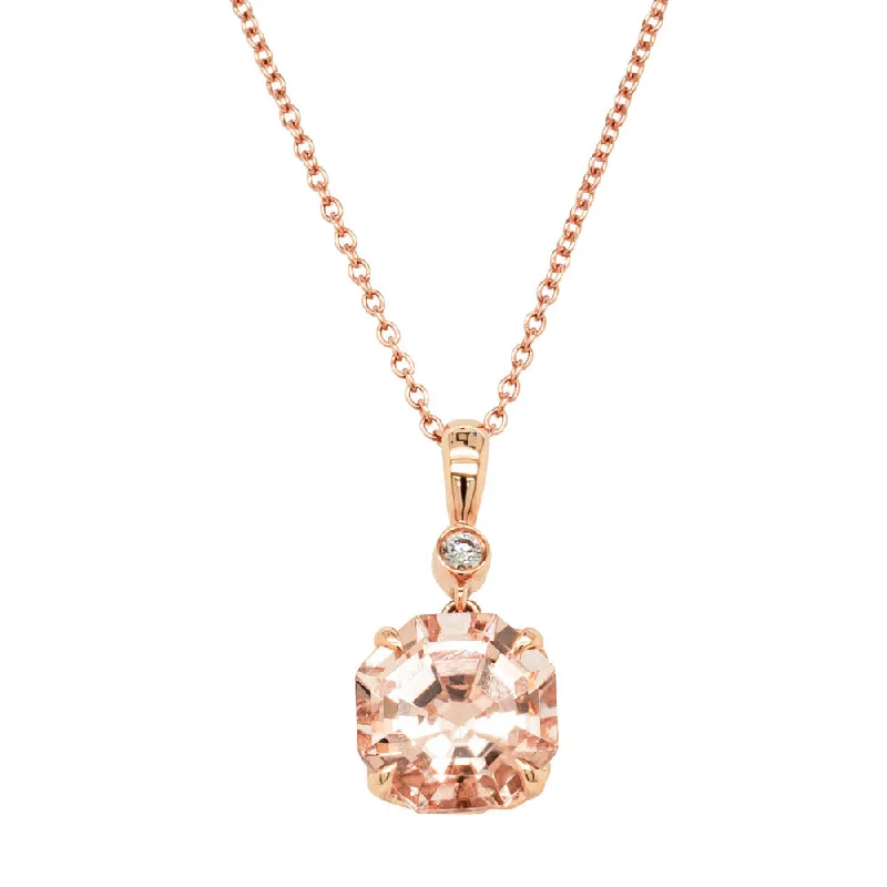 18ct Rose Gold Morganite & Diamond Octavia Pendant