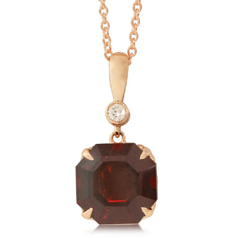 18ct Rose Gold Garnet & Diamond Octavia Pendant