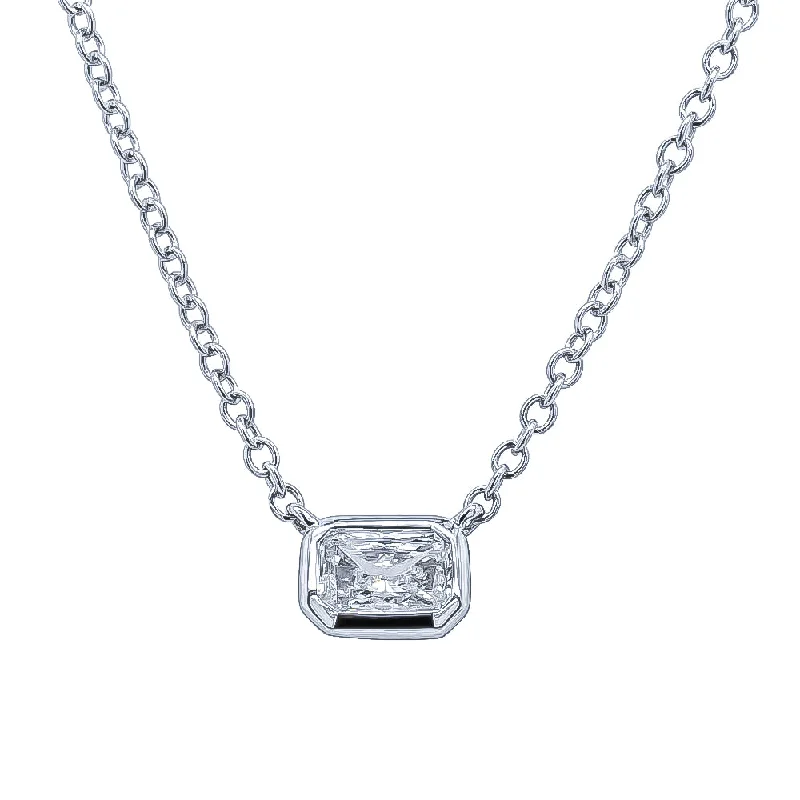 18ct White Gold .31ct Radiant Cut Diamond Natalia Pendant