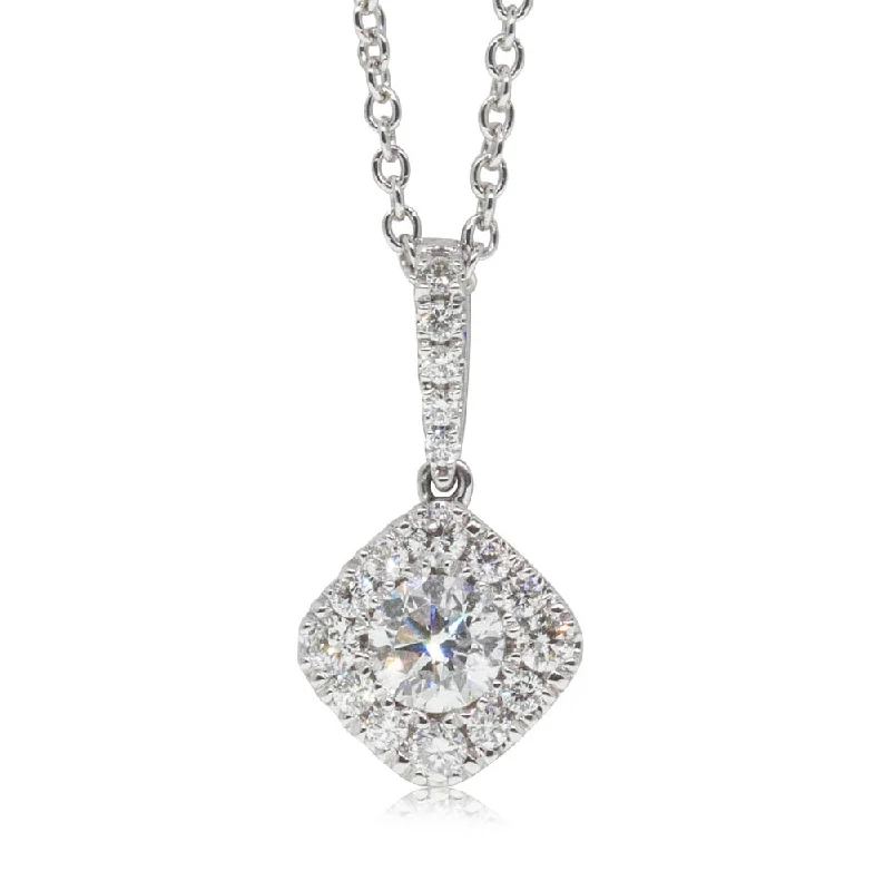 18ct White Gold .50ct Diamond Cluster Necklace