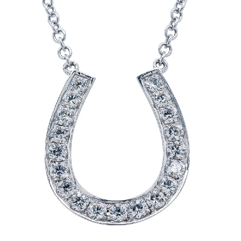 18ct White Gold .82ct Diamond Lucky Horseshoe Pendant