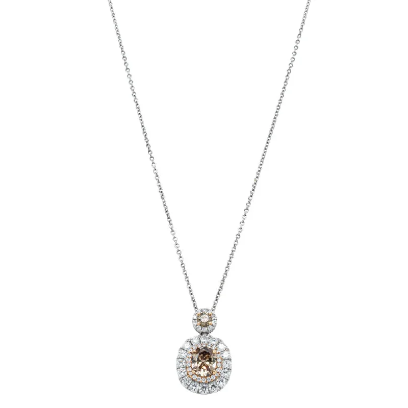 18ct White & Rose Gold 1.09ct Champagne Diamond Necklace