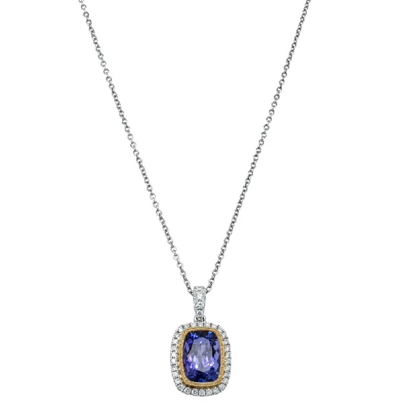 18ct White Gold 3.15ct Tanzanite & Diamond Necklace