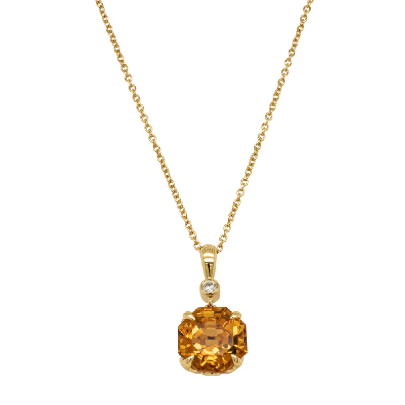 18ct Yellow Gold Citrine & Diamond Octavia Pendant