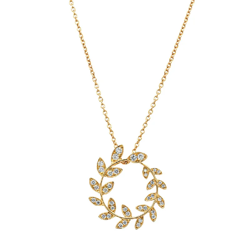 18ct Yellow Gold .30ct Diamond Laurel Pendant