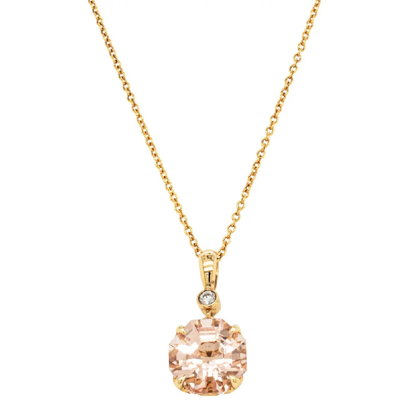 18ct Yellow Gold Morganite & Diamond Octavia Pendant