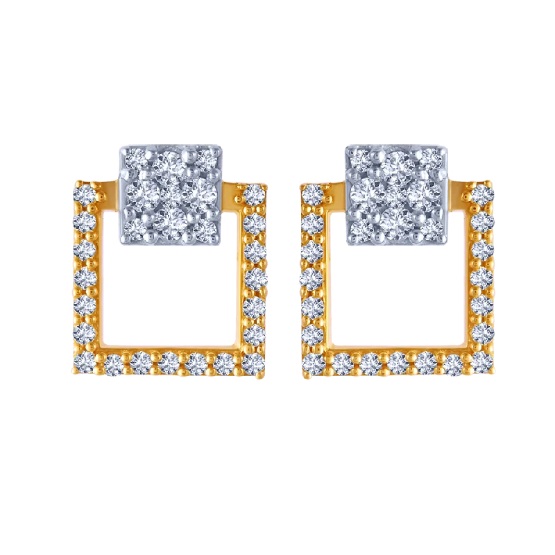 18k Elegant Square Diamond Stud Earrings