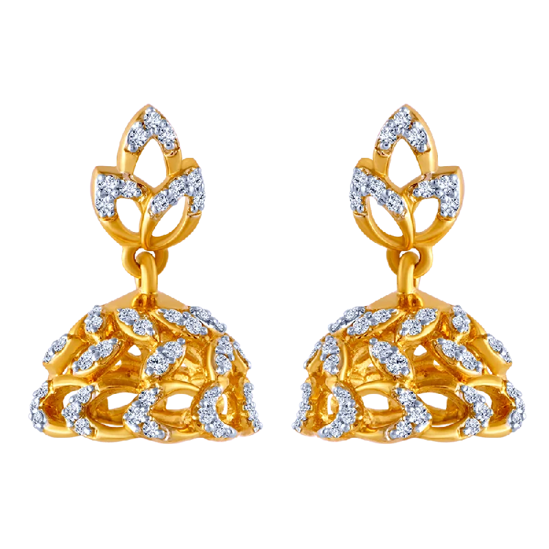 18k Jhumka Style Earring With A Flower Shape Detail