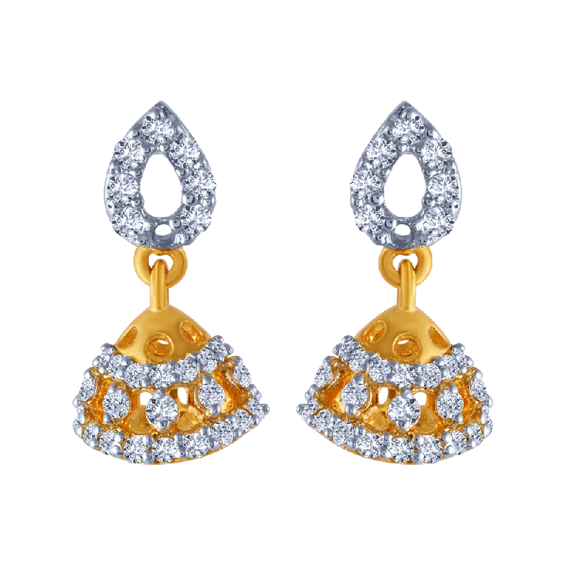 18k Jhumka Style Earring With A Tear Drop Detail