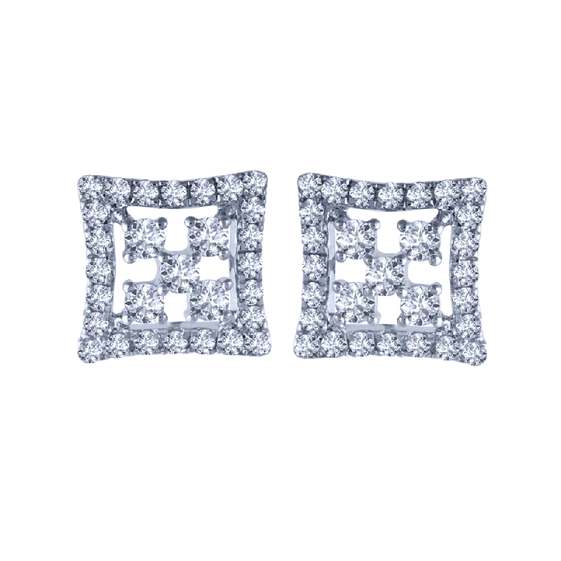 18k Square Diamond Stud Earrings