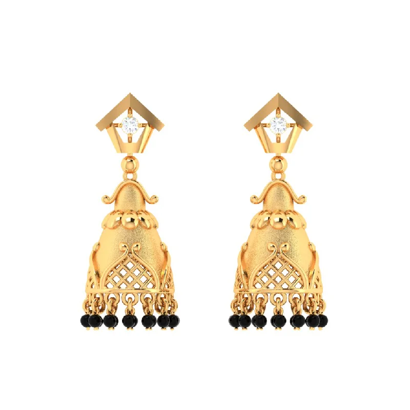 18k Traditional Gold Jhumka Earrings With Diamond From Pc Chandra Diamond Collection