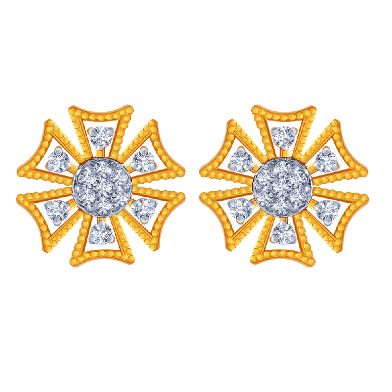 18k Unique Flower Shape Diamond Earring.