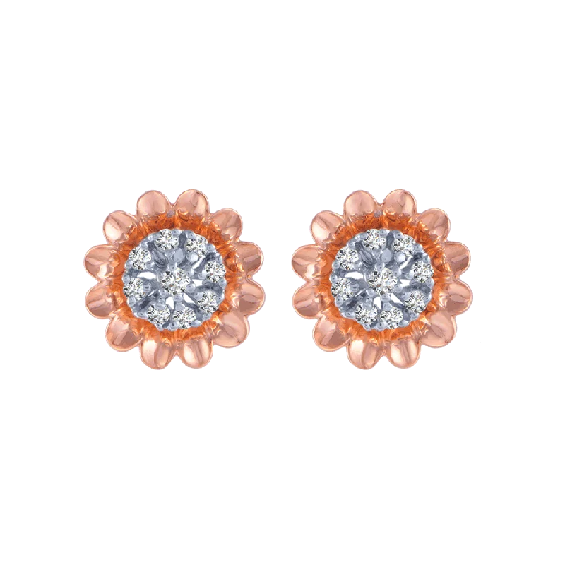 18KT (750) Rose Gold And Diamond Stud Earrings For Women