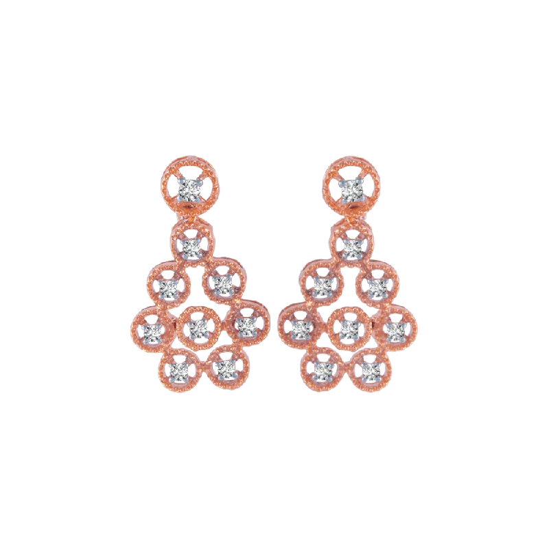 18KT (750) Rose Gold And Diamond Stud Earrings For Women