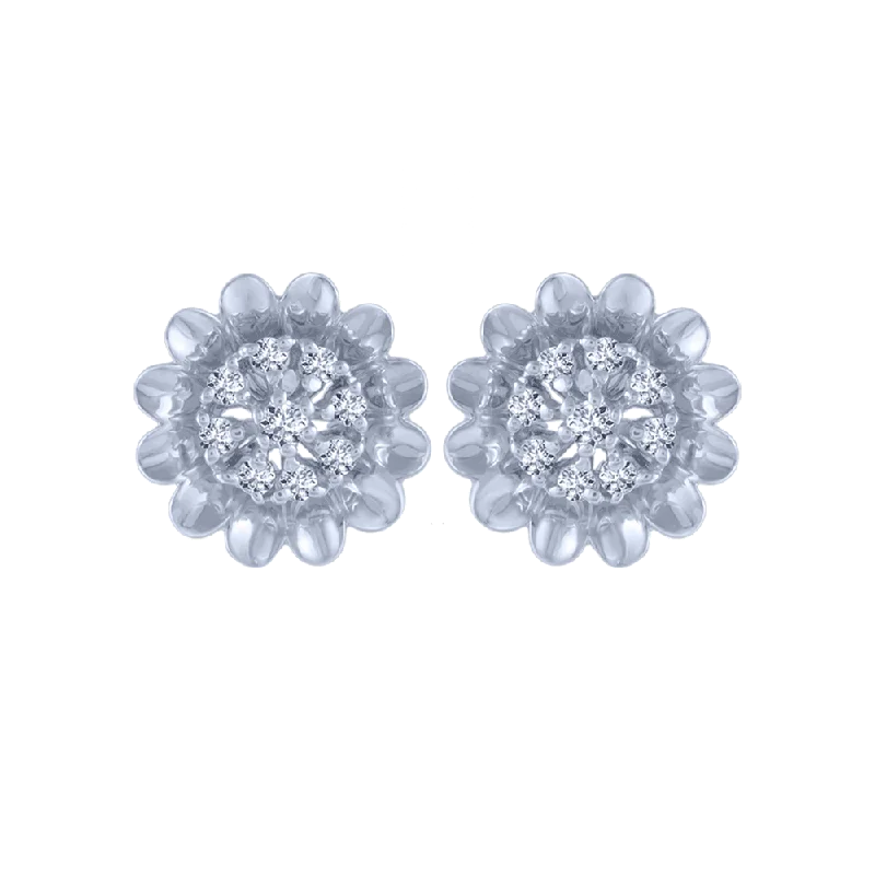 18KT (750) White Gold And Diamond Stud Earrings For Women