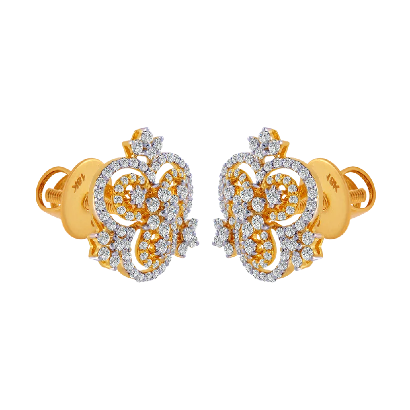 18KT (750) Yellow Gold And Diamond Clip-on Earrings For Women