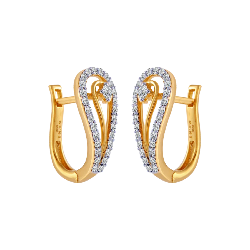 18KT (750) Yellow Gold And Diamond Clip-on Earrings For Women