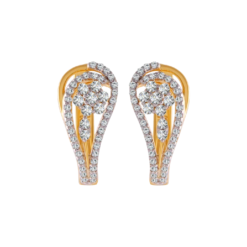 18KT (750) Yellow Gold And Diamond Clip-on Earrings For Women