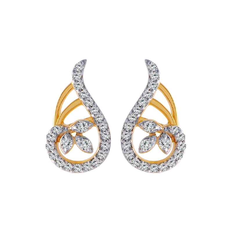 18KT (750) Yellow Gold And Diamond Clip-on Earrings For Women