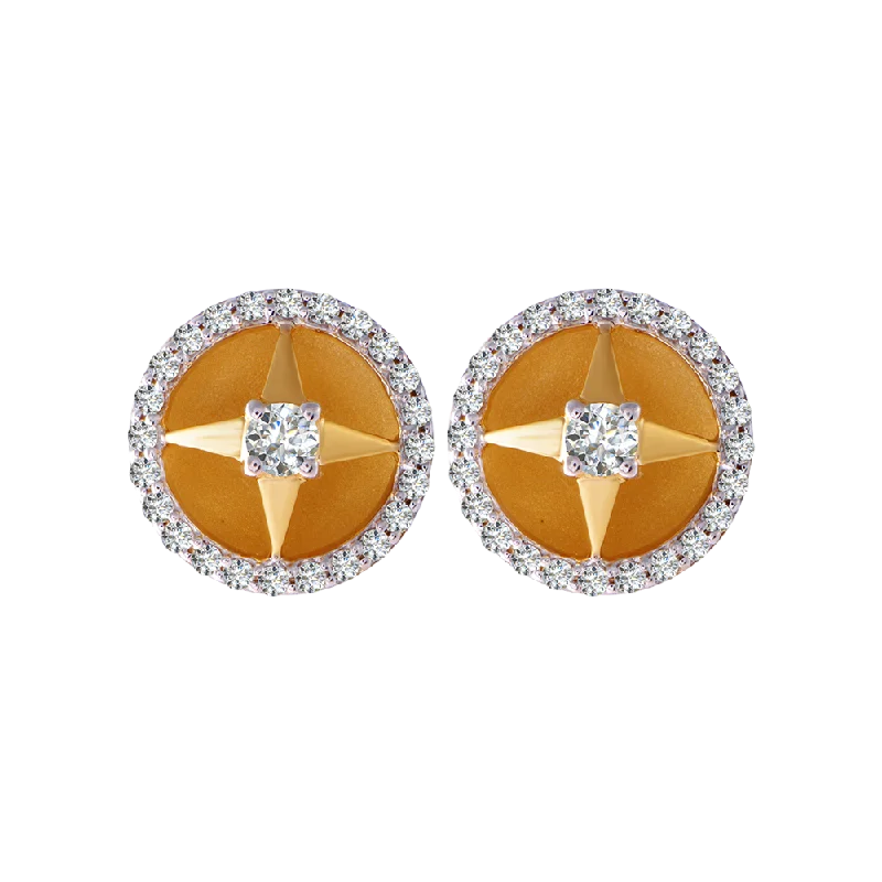 18KT (750) Yellow Gold And Diamond Clip-on Earrings For Women