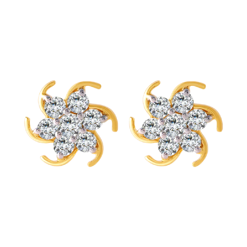 18KT (750) Yellow Gold And Diamond Clip-on Earrings For Women