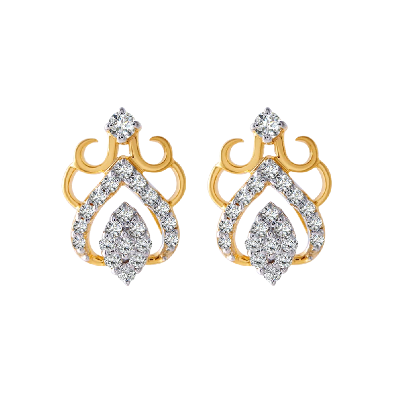 18KT (750) Yellow Gold And Diamond Clip-on Earrings For Women