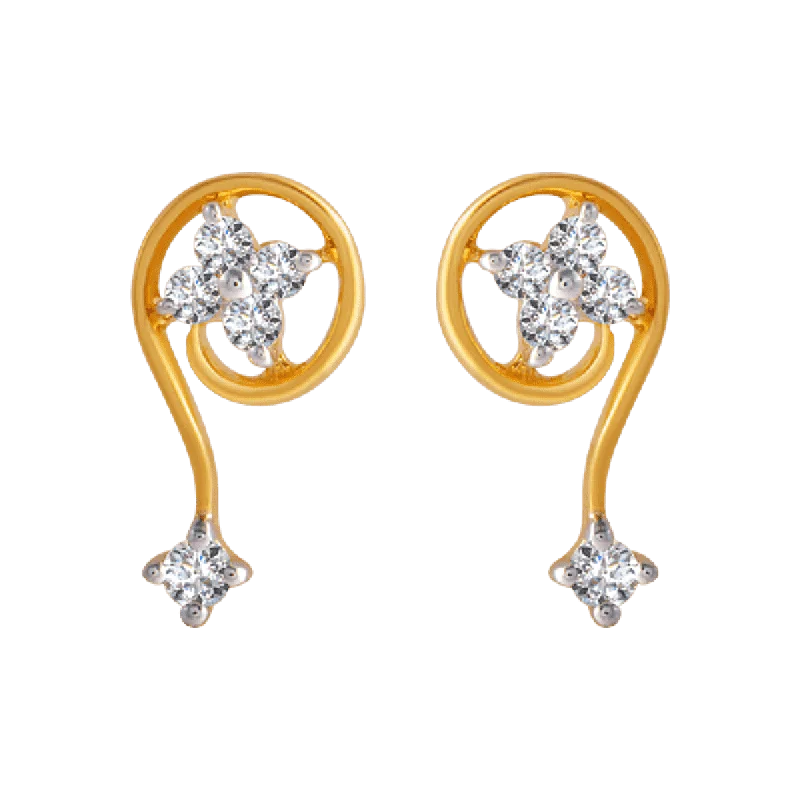 18KT (750) Yellow Gold And Diamond Clip-on Earrings For Women