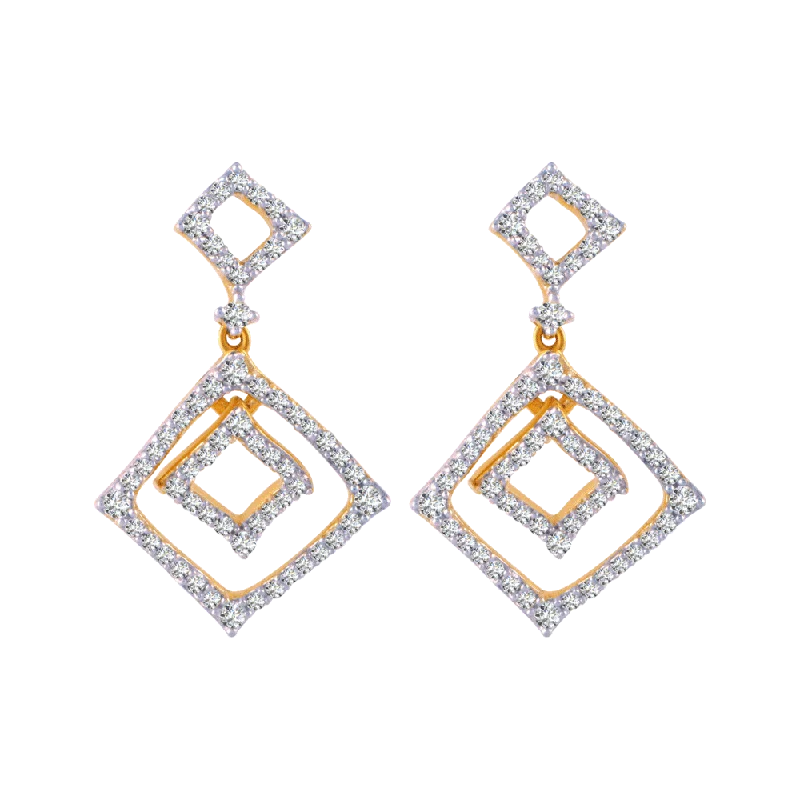 18KT (750) Yellow Gold And Solitaire Jhumki Earrings For Women