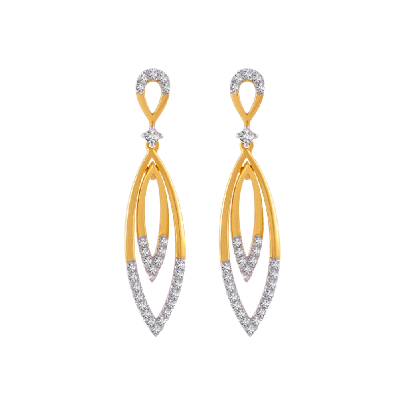 18KT (750) Yellow Gold And Solitaire Jhumki Earrings For Women