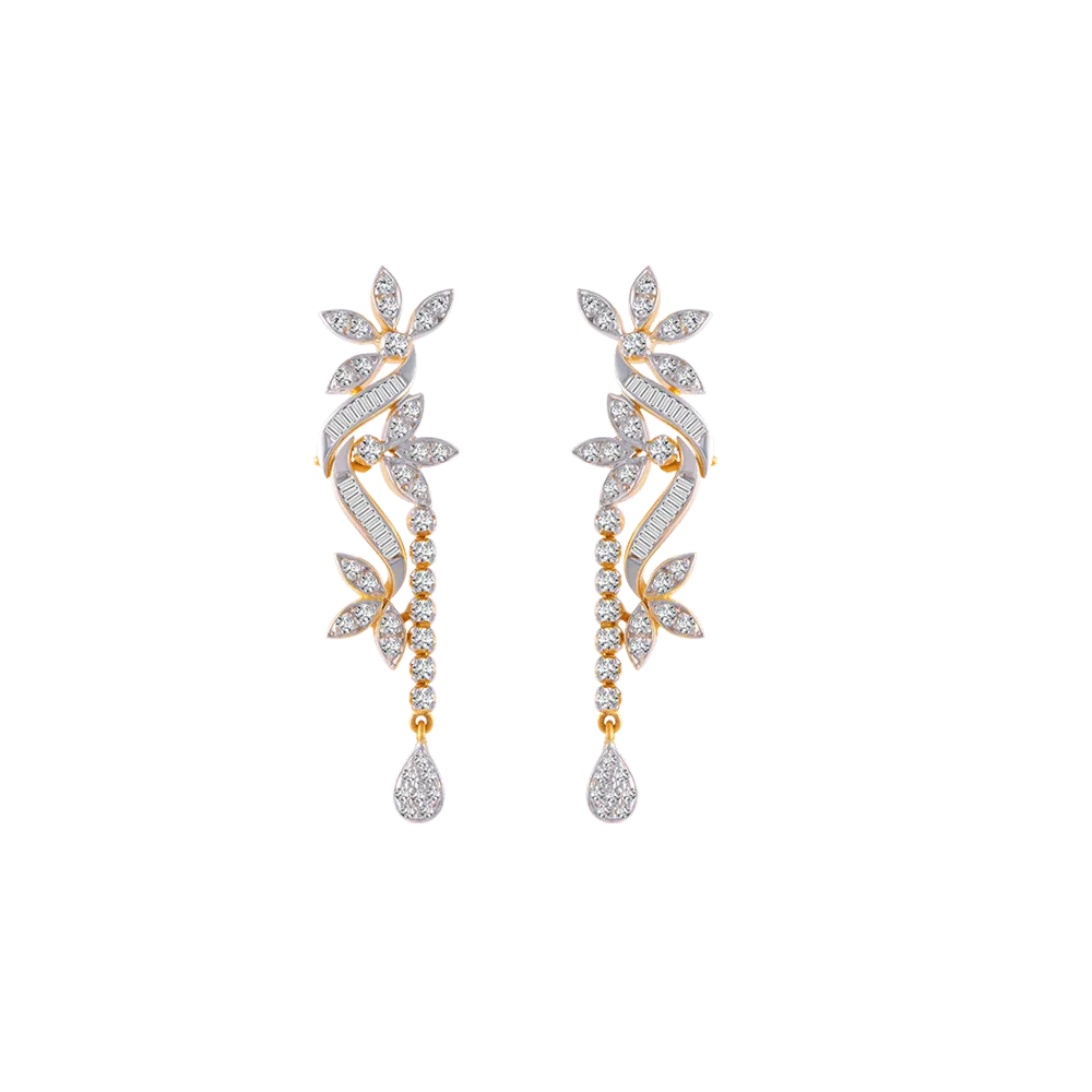 18KT (750) Yellow Gold And Solitaire Jhumki Earrings For Women