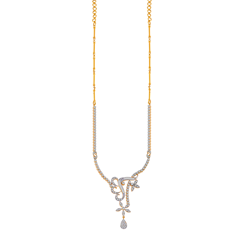 18KT (750) Yellow Gold And Solitaire Necklace For Women