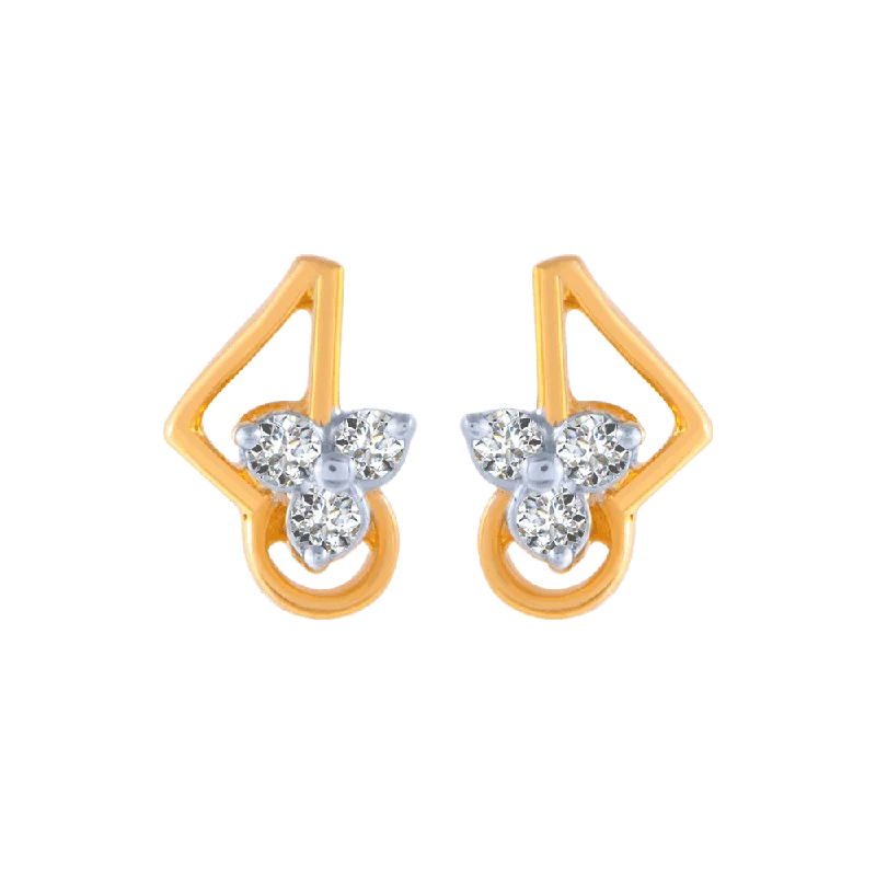 18KT (750) Yellow Gold And Solitaire Stud Earrings For Women