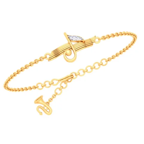 22KT Musical Note With Trumpet Gold Bracelet From Online Exclusive Collection