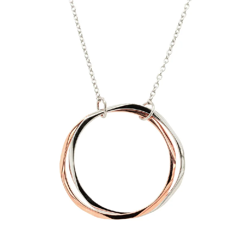 9ct Rose Gold & Sterling Silver Entwined Pendant