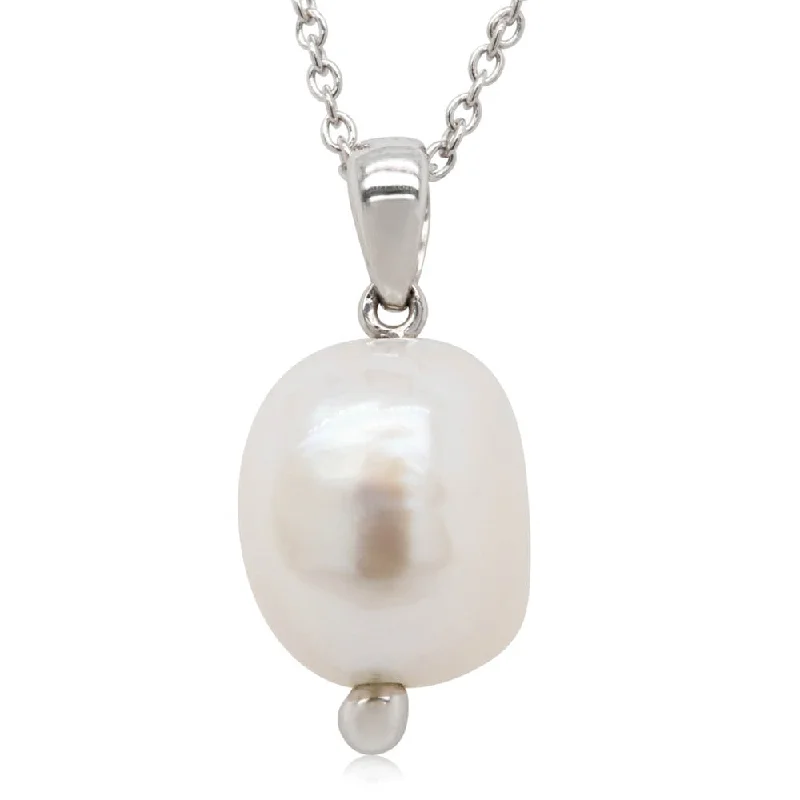 9ct White Gold Baroque Freshwater Pearl Pendant