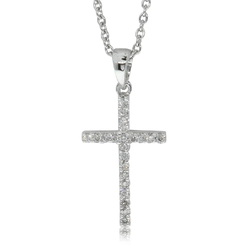 9ct White Gold Diamond Cross Pendant