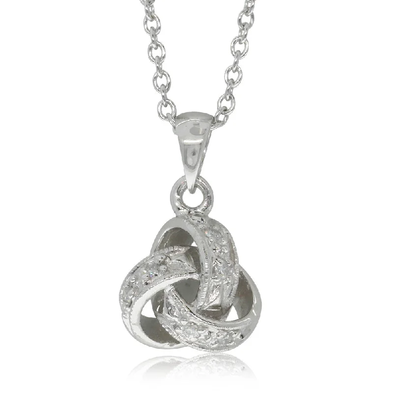 9ct White Gold Diamond Forget Me Knot Pendant