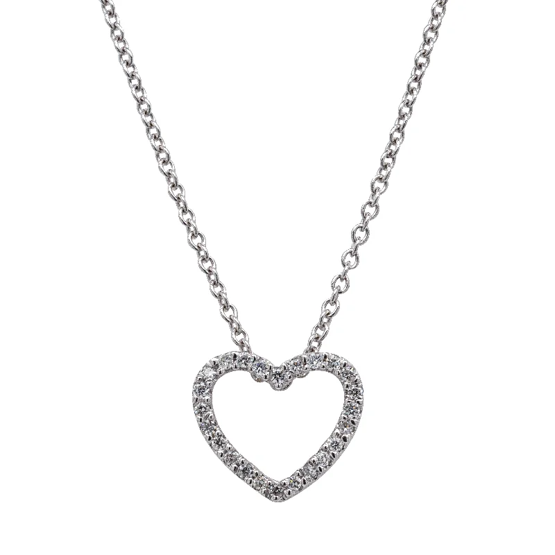 9ct White Gold Diamond Heart Pendant