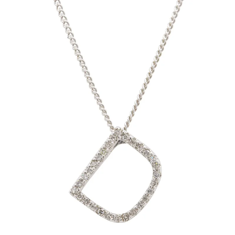 9ct White Gold Diamond Letter Pendant