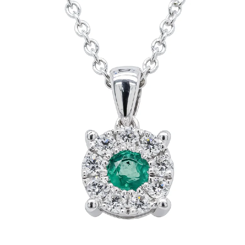 9ct White Gold Emerald & Diamond Galaxy Pendant