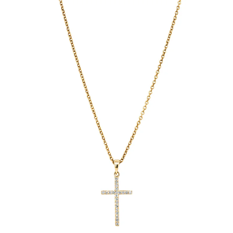 9ct Yellow Gold Diamond Cross Pendant